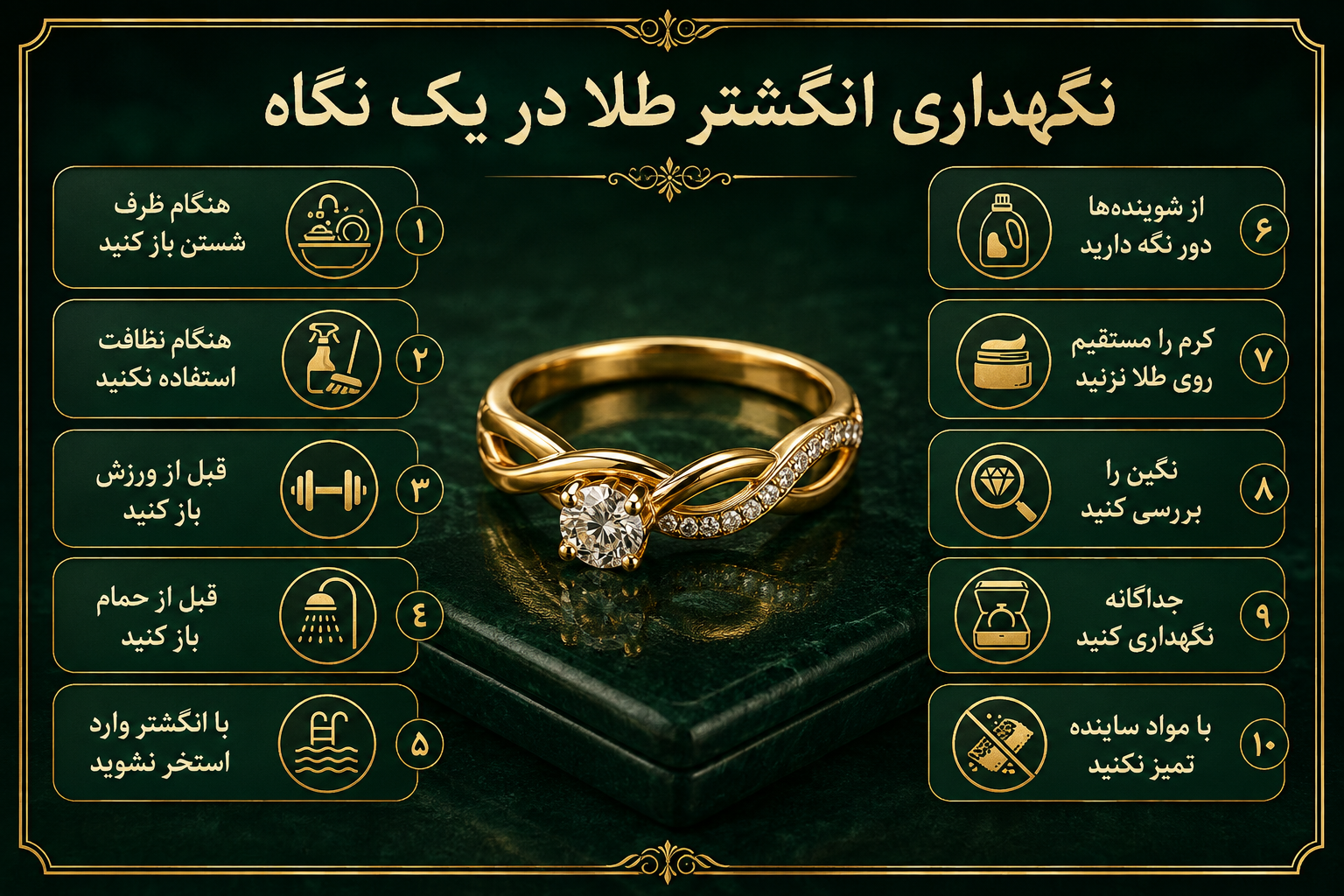 نگهداری انگشتر طلا در یک نگاه